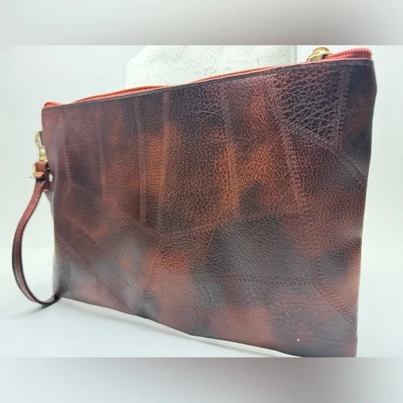 Elegant Dark Brown Leather Wristlet Clutch with Tassel - Picture 3 of 7